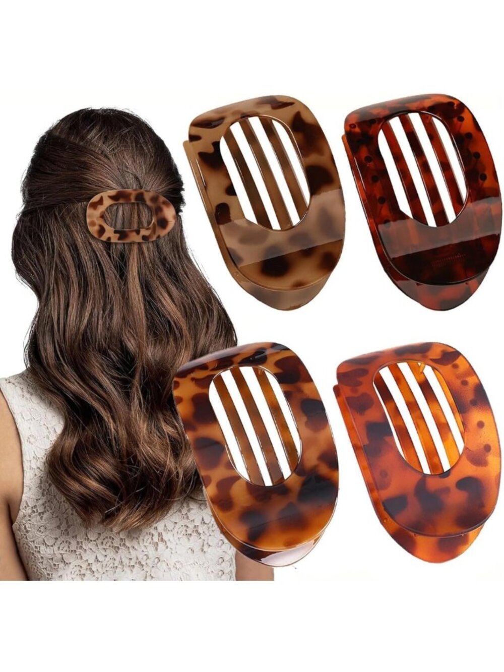 4PCS Versatile French Flat Hair Clips - Elegant Duckbill Clamps for All Hair